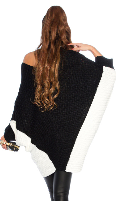 Trendy bat knit Oversize sweater Black